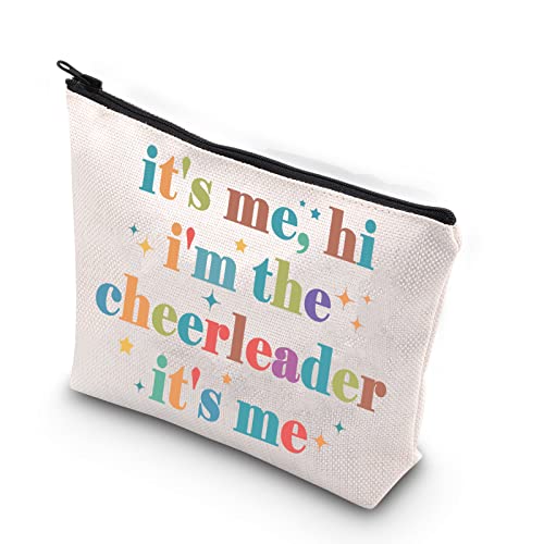 TSOTMO Cheerleader Make-up-Tasche mit Reißverschluss, It's Me, Hi I'm The Cheerleader It's Me Bag Cheerleading Teamkollegen Geschenk, Beige, Cheerleader von TSOTMO