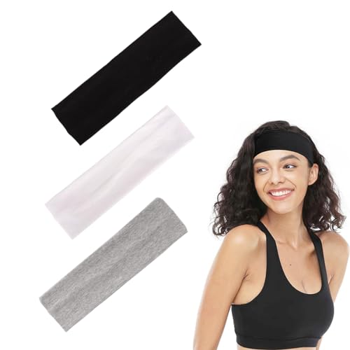 TSUWNO 3er Set Yoga Headbands - Elastische, rutschfeste Haarbänder für Damen. Ideal für Sport, Laufen, Gym & Co. In soliden Farben. von TSUWNO
