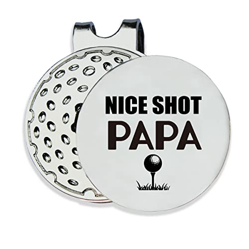TSUYAWU Nice Shot Papa Golfball-Marker Best Papa Geschenk - Lustiger Golfmarker mit magnetischem Hutclip Golf Neuheit Geschenk - Golf Zubehör Geschenke für Opa Golfliebhaber Golfer Männer von TSUYAWU