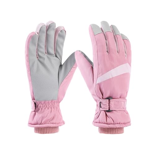 TUDUZ Damen und Winter Skifahren Outdoor-Bildschirm verdickt und samt Winddichte und warme Handschuhe Dünne Lederhandschuhe Blau (Pink, One Size) von TUDUZ