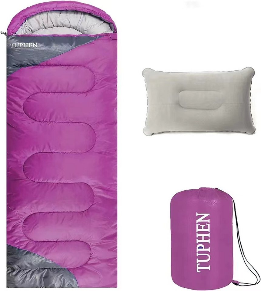 TUPHEN Schlafsack Camping-Schlafsack, Leicht, Wasserdicht, Kompakt 220*80 cm (1 tlg), Separater Fußreißverschluss, Komforttemperatur von 16°C bis 24°C von TUPHEN