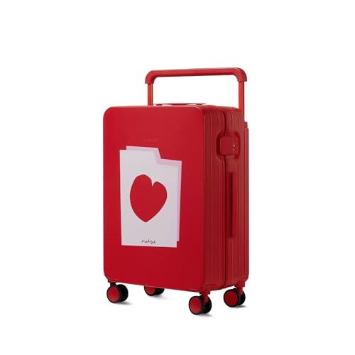 TUPLUS Koffer Trolley ABS Rollkoffer mit 4 Rollen Reisekoffer Handgepäck Hartschalenkoffer mit TSA Schloss, Impression Masterpiece Serie，67.5×45.5×25cm/61L,Rot von TUPLUS