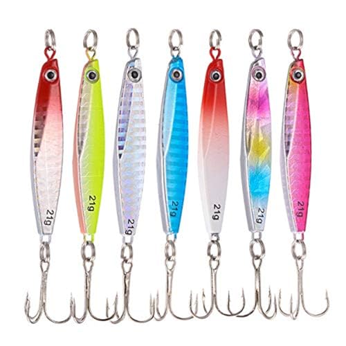 TUXIBIN 7 Stück Kunstköder Set, Angelköder, Fischköder, Künstlicher Fischköder, Wobbler Swimbait, Spinnerbait, Lachs, Forelle, Köder mit Drillingshaken für Süßwasser-Salzwasser-Fischen von TUXIBIN