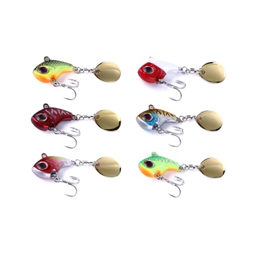 TUXIBIN Kunstköder, 6 Stück Angelköder, Spinnköder, Künstlicher Köder, Spinnerbait, Jig Spinner Set, Angelhaken für Barsch, Forelle, Hecht, Zander, Wels, Döbel 6-3/13g von TUXIBIN