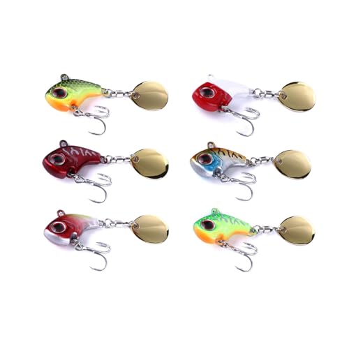 TUXIBIN Kunstköder, 6 Stück Angelköder, Spinnköder, Künstlicher Köder, Spinnerbait, Jig Spinner Set, Angelhaken für Barsch, Forelle, Hecht, Zander, Wels, Döbel 6-3/16g von TUXIBIN