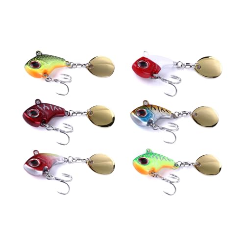 TUXIBIN Kunstköder, 6 Stück Angelköder, Spinnköder, Künstlicher Köder, Spinnerbait, Jig Spinner Set, Angelhaken für Barsch, Forelle, Hecht, Zander, Wels, Döbel 6-3/22g von TUXIBIN