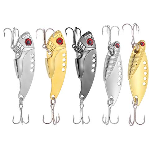 TUXIBIN Fishing Forellen Spoon Set 5 Spoons 11g mit Box und 5 Snaps Forellenköder Set zum Forellen Angeln Forellen Blinker UV Spoons Forellen Köder Forellen Set Spoon Forelle von TUXIBIN