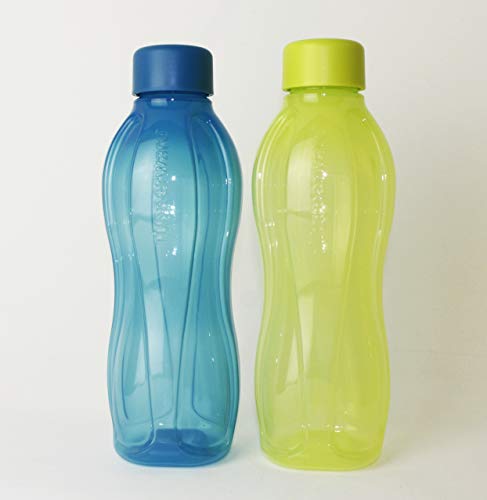 TW TUPPERWARE Trinkflasche EcoEasy 2X 750ml Türkis + Limette mit Schraub Verschluss Flasche unterwegs to go +Hängelöffel Limette von Tupperware