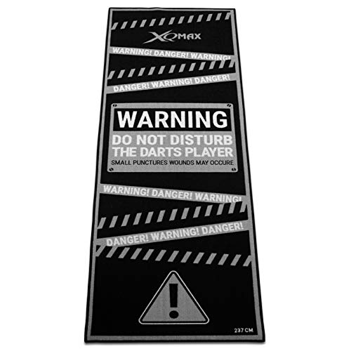 Tunier Dartteppich Warning grau/schwarz 80 x 237 cm Dartmatte Dart Matte mit offiziellem Spielabstand von TW24