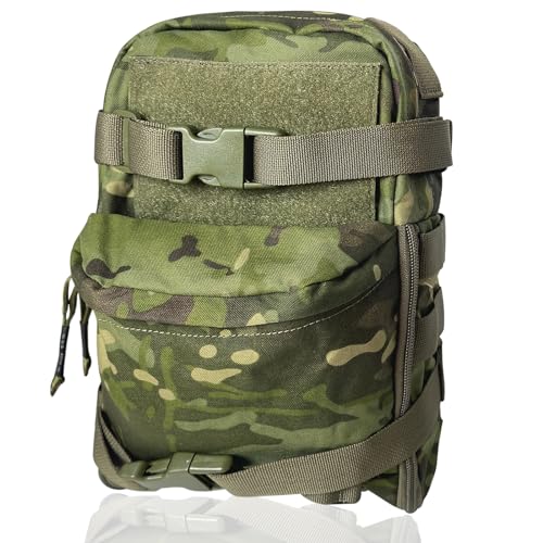 TWINFALCONS Taktische Molle Rucksack, Leichter Trinkrucksack 500D Nylon Tasche für 2L Trinkblase für Paintball Airsoft Wandern Reiten Plate Carrier von TWINFALCONS