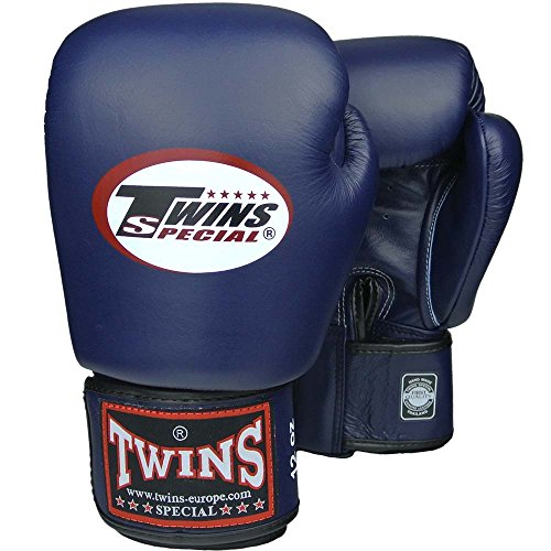 TWINS Boxhandschuhe, Leder, blau, Muay Thai, Leather Boxing Gloves, MMA Size 12 Oz von TWINS