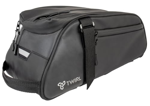 TWIRL Fahrradtasche für Gepäckträger, 6 Liter, Reflex, mit integriertem Schultergurt, Gepäckträgertasche, Fahrrad Tasche hinten, schwarz/grau von TWIRL