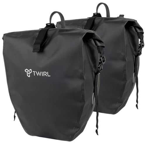 TWIRL Fahrradtasche für Gepäckträger Double, 2X 22 Liter, mit Tragegriff, Schultergurt und herausnehmbarer kleinen Innentasche, Gepäckträgertasche, Fahrrad Tasche hinten, schwarz von TWIRL