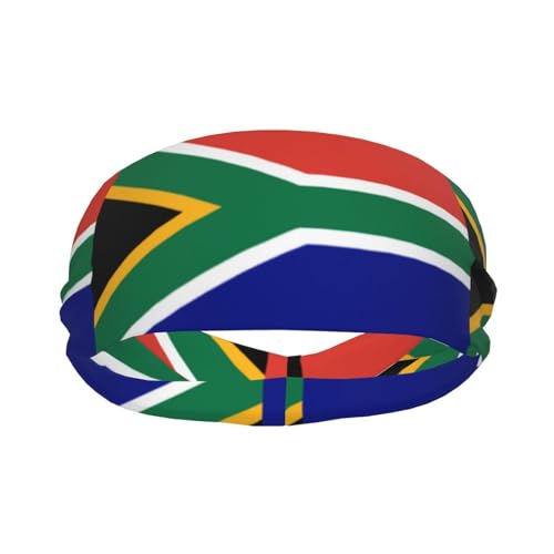 Sport-Schweißband mit Flagge von Südafrika, für Damen und Herren, feuchtigkeitsableitend und rutschfest, athletische Nationalflaggen, Stirnbänder für Laufen, Yoga, Workout, Fitness und Fitnessstudio von TWKGBUAD