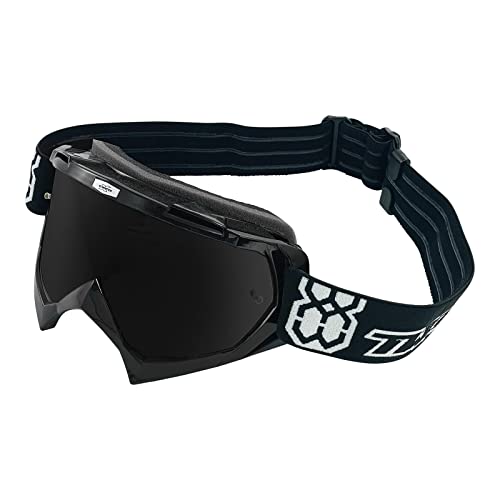 TWO-X Cross-Brille - Motocross-Brille mit getöntem schwarz-grauen Glas - Kratzfeste Motorrad-Brille - Enduro & Downhill - Modell Race - Schwarz von TWO-X