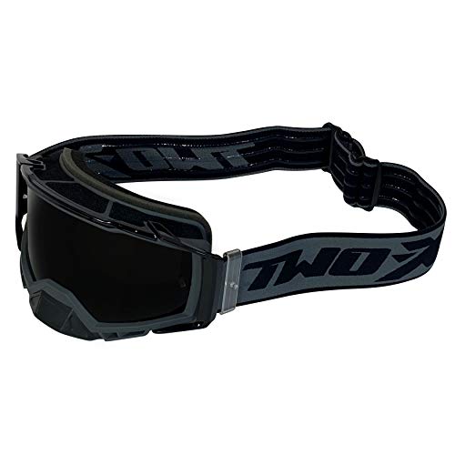 TWO-X Cross-Brille - Motocross-Brille mit getöntem schwarzen Glas - Kratzfeste Brille - Enduro & Downhill - Schutz-Brille - Atom - Outbreak-Grau von TWO-X