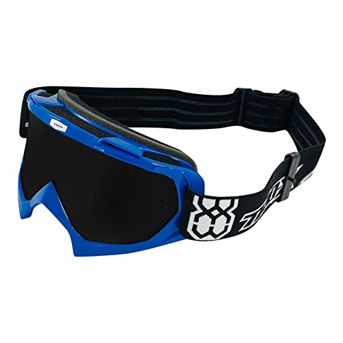 TWO-X Cross-Brille - Motocross-Brille mit getöntem schwarzen Glas - Kratzfeste Motorrad-Brille - Enduro & Downhill Schutz-Brille - Modell Race -Blau von TWO-X
