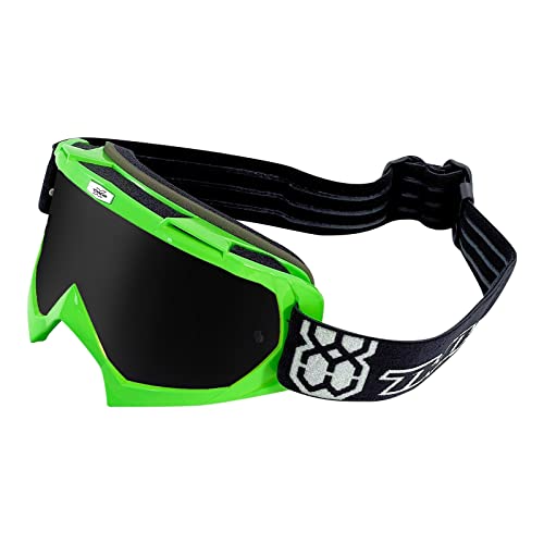 TWO-X Cross-Brille - Motocross-Brille mit getöntem schwarzen Glas - Kratzfeste Motorrad-Brille - Enduro & Downhill Schutz-Brille - Modell Race - Grün von TWO-X