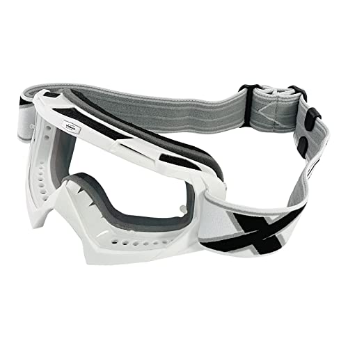 TWO-X Cross-Brille - Motocross-Brille mit klarem Glas - Kratzfeste Motorrad-Brille - Enduro & Downhill - Klarglas - Modell Race - Weiß von TWO-X
