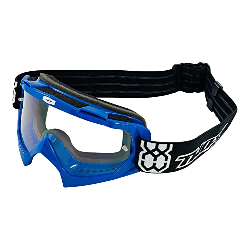 TWO-X Cross-Brille - Motocross-Brille mit klarem Glas - Kratzfeste Motorrad-Brille - Enduro & Downhill Schutz-Brille - Modell Race - Blau von TWO-X