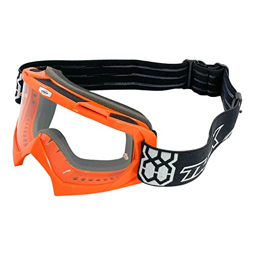 TWO-X Cross-Brille - Motocross-Brille mit klarem Glas - Kratzfeste Motorrad-Brille - Enduro & Downhill Schutz-Brille - Modell Race - Orange von TWO-X