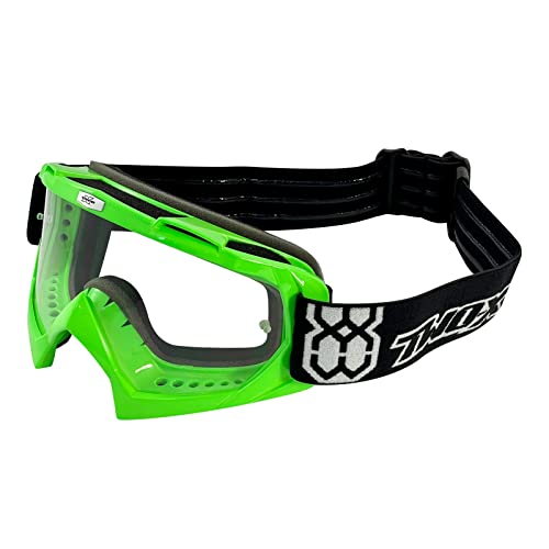 TWO-X Cross-Brille - Motocross-Brille mit klarem Glas - Kratzfeste Motorrad-Brille - Enduro & Downhill Schutz-Brille mit Klarglas - Modell Race -Grün von TWO-X