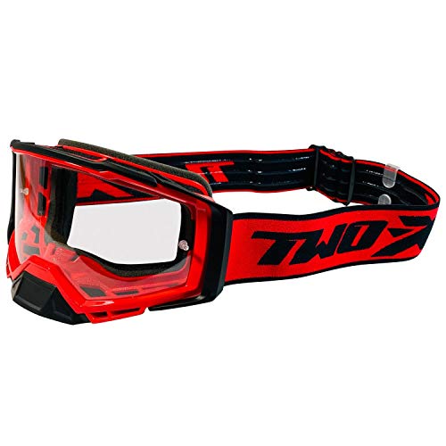 TWO-X Cross-Brille - Motocross-Brille mit klarem Glas - Kratzfeste Motorradbrille - Enduro & Downhill - Schutz-Brille - Klarglas - Atom - Inferno-Rot von TWO-X