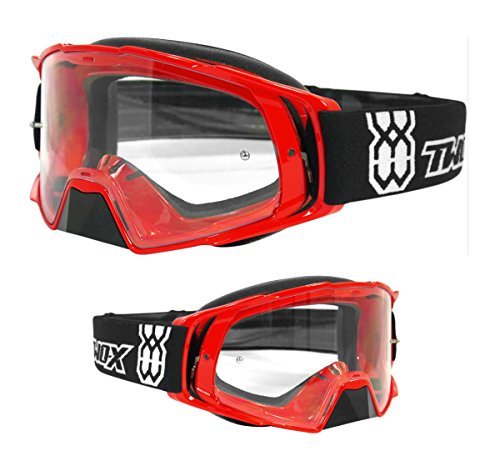 TWO-X Cross-Brille - Motocross-Brille mit klarem Glas - Motorrad-Brille - Enduro & Downhill - Schutz-Brille - Klarglas - Modell Rocket - Rot von TWO-X
