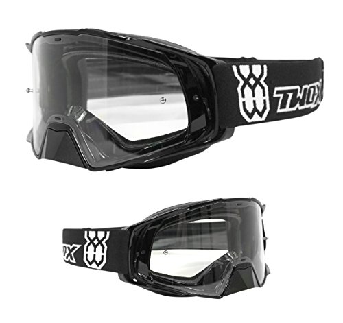 TWO-X Cross-Brille - Motocross-Brille mit klarem Glas - Motorrad-Brille - Enduro & Downhill - Schutz-Brille - Klarglas - Modell Rocket - Schwarz von TWO-X