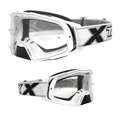 TWO-X Cross-Brille - Motocross-Brille mit klarem Glas - Motorrad-Brille - Enduro & Downhill - Schutz-Brille - Klarglas - Modell Rocket - Weiß von TWO-X