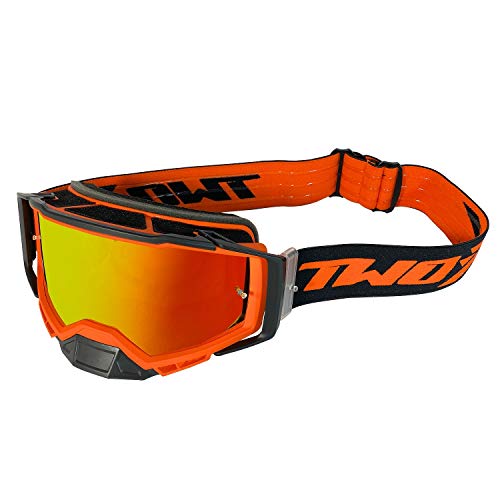 TWO-X Cross-Brille - Motocross-Brille mit verspiegeltem Iridium Glas - Motorrad-Brille - Enduro & Downhill - Schutz-Brille - Atom - Fury-Orange von TWO-X