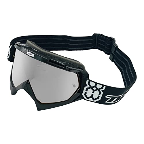 TWO-X Cross-Brille - Motocross-Brille mit verspiegeltem silbernen Glas - Kratzfeste Motorrad-Brille - Enduro & Downhill - Modell Race - Schwarz von TWO-X