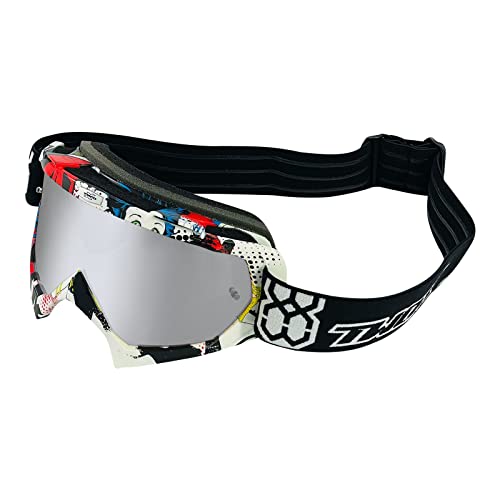 TWO-X Cross-Brille - Motocross-Brille mit verspiegeltem silbernen Glas - Kratzfeste Motorrad-Brille - Enduro & Downhill - Modell Race - Villains-Bunt von TWO-X