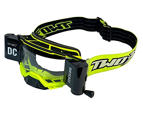 TWO-X Cross-Brille - Roll Off - ATOM Dirtcast - Motocross-Brille - Offroadbrille - Enduro & Downhill - Schutz-Brille - Vortex-Neongelb von TWO-X