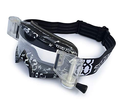 TWO-X Cross-Brille - Roll Off - MX Brille - Motocross-Brille mit klarem Glas - Kratzfeste Motorrad-Brille - Enduro & Downhill - Schwarz-Weiß von TWO-X