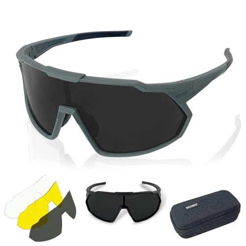 TWO-X Speed Fahrradbrille MTB-Brille Sportbrille Unisex Radbrille 3 Gläser grau Laufbrille von TWO-X