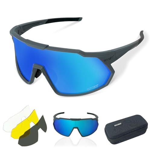 TWO-X Speed Sportbrille unisex Fahrrad-Brille Spiegel Rad-Sonnenbrille Full grau blau von TWO-X