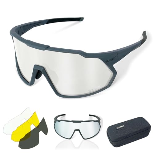 TWO-X Speed Sportbrille unisex Fahrrad-Brille Spiegel Rad-Sonnenbrille Full grau silber von TWO-X