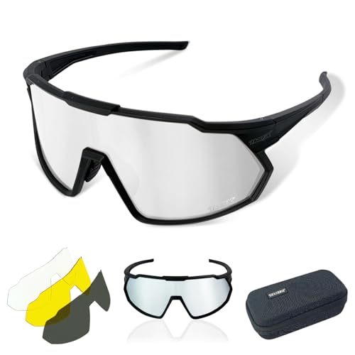 TWO-X Speed Sportbrille unisex Fahrrad-Brille Spiegel Rad-Sonnenbrille Full schwarz silber von TWO-X