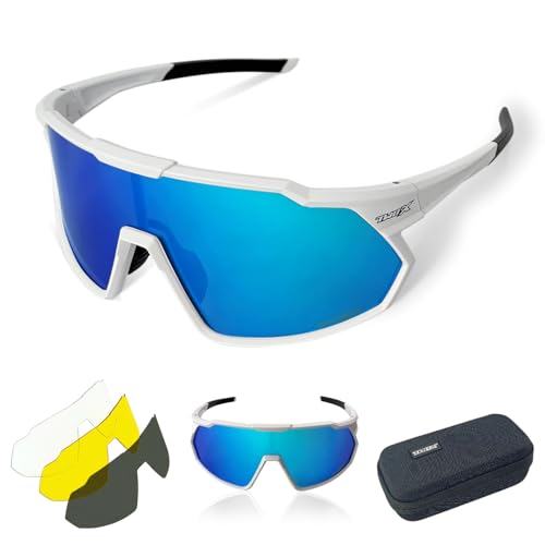 TWO-X Speed Sportbrille unisex Fahrrad-Brille Spiegel Rad-Sonnenbrille Full weiss blau von TWO-X