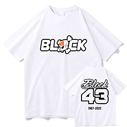 Ken Block 43 Tshirt Männer Print T Shirt Casual übergroße Kurzarm Tshirts Tops Streetwear (White,L) von TYI