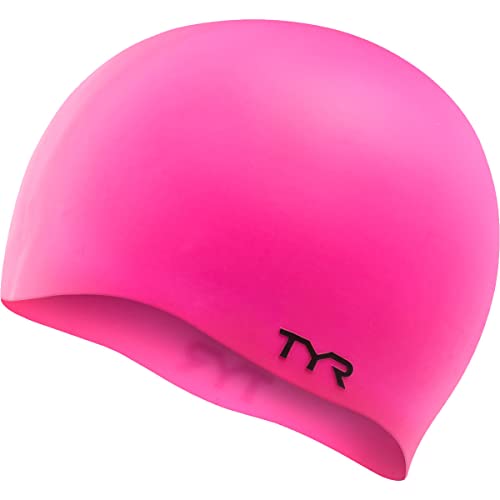 TYR Unisex-Adult Blend Wrinkle-Free Silicone Swim Cap (Floro Pink), All von TYR