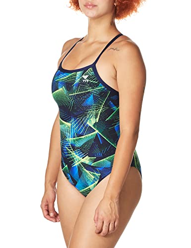 TYR Damen Swim Suit AXIS Diamondfit, bleu/vert, 34, DAX7A von TYR
