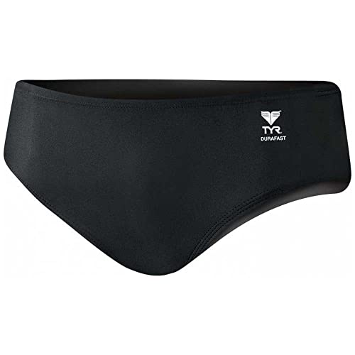 TYR Men's Durafast Elite Solid Racer Swim Suit (Black, 32) von TYR