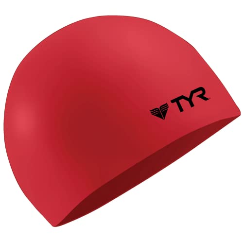 TYR Unisex Adult Wrinkle Slicone Swim Cap - Red, Medium von TYR