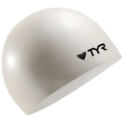 TYR Unisex-Adult Wrinkle Free Silicone Swim Cap (White), One Size von TYR