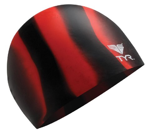 TYR Multi Silicone Cap, Black/Red von TYR