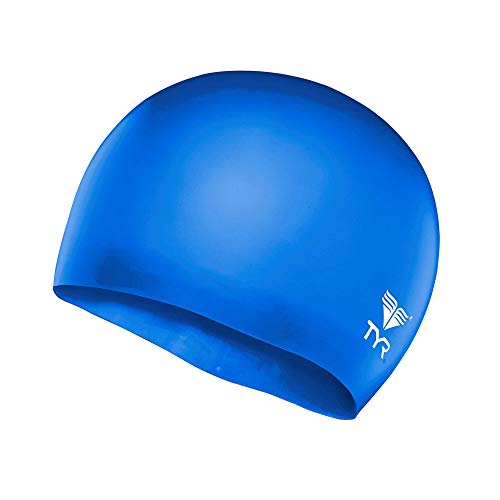 TYR Unisex-Adult Wrinkle Free Junior Silicone Swim Cap (Royal), Blue, One Size von TYR
