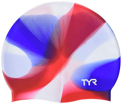 TYR Batik-Silikon-Badekappe für Jugendliche, Rot, Weiß, Blau, NA von TYR