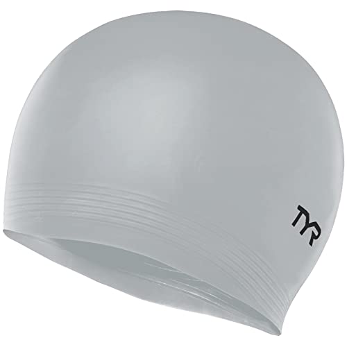 TYR Unisex-Adult Latex Swim Cap (Silver), One Size von TYR